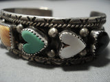 Fabulous Heart Of Love Vintage Native American Jewelry Navajo Royston Turquoise Sterling Silver Bracelet-Nativo Arts