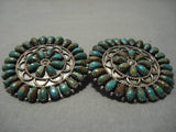 Fabulous Huge Vintage Native American Navajo Royston Turquoise Sterling Silver Earrings Old-Nativo Arts
