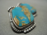 Fabulous Large Vintage Navajo Royston Turquoise Native American Jewelry Silver Earrings Old-Nativo Arts