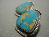 Fabulous Large Vintage Navajo Royston Turquoise Native American Jewelry Silver Earrings Old-Nativo Arts