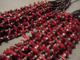 Fabulous Modernistic Navajo Native American Jewelry jewelry Deep Coral 20 Strand Necklace-Nativo Arts