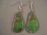 Fabulous Santo Domingo Royston Turquoise Native American Jewelry Silver Sterling Earrings-huge!-Nativo Arts