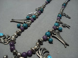 Fabulous Vintage Charm Turquoise Sterling Silver Kachina Native American Jewelry Navajo Necklace Old-Nativo Arts