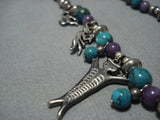 Fabulous Vintage Charm Turquoise Sterling Silver Kachina Native American Jewelry Navajo Necklace Old-Nativo Arts