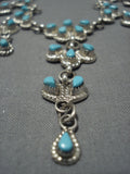 Fabulous Vintage Native American Jewelry Navajo Dnnagling Charm Turquoise Sterling Silver Necklace Old-Nativo Arts