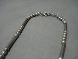Fabulous Vintage Native American Jewelry Navajo Graduating Inlay Sterling Silver Necklace-Nativo Arts