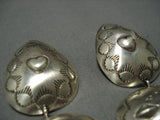 Fabulous Vintage Native American Jewelry Navajo Rose Lincoln Sterling Silver Earrings-Nativo Arts