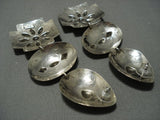 Fabulous Vintage Native American Jewelry Navajo Rose Lincoln Sterling Silver Earrings-Nativo Arts