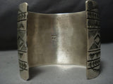 Fabulous Vintage Native American Jewelry Navajo Sterling Silver Deep Stamps Bracelet Old Cuff-Nativo Arts