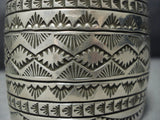 Fabulous Vintage Native American Jewelry Navajo Sterling Silver Deep Stamps Bracelet Old Cuff-Nativo Arts
