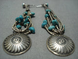 Fabulous Vintage Native American Jewelry Navajo Sterling Silver Heishi Chenoa Custer Earrings-Nativo Arts