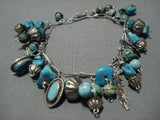 Fabulous Vintage Native American Jewelry Navajo Turquoise Sterling Silver Feather Charm Bracelet-Nativo Arts