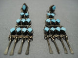 Fabulous Vintage Native American Jewelry Zuni Turquoise Sky Blue Sterling Silver Earrings Old-Nativo Arts