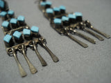 Fabulous Vintage Native American Jewelry Zuni Turquoise Sky Blue Sterling Silver Earrings Old-Nativo Arts
