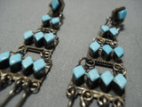 Fabulous Vintage Native American Jewelry Zuni Turquoise Sky Blue Sterling Silver Earrings Old-Nativo Arts