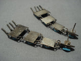 Fabulous Vintage Native American Jewelry Zuni Turquoise Sky Blue Sterling Silver Earrings Old-Nativo Arts