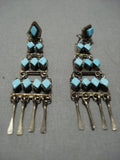 Fabulous Vintage Native American Jewelry Zuni Turquoise Sky Blue Sterling Silver Earrings Old-Nativo Arts