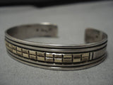 Fabulous Vintage Native American Navajo 14k Gold Alvin Monte Sterling Silver Bracelet Old-Nativo Arts