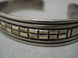 Fabulous Vintage Native American Navajo 14k Gold Alvin Monte Sterling Silver Bracelet Old-Nativo Arts