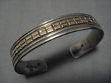 Fabulous Vintage Native American Navajo 14k Gold Alvin Monte Sterling Silver Bracelet Old-Nativo Arts