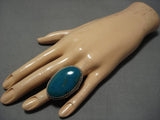 Fabulous Vintage Native American Navajo Green Turquoise Sterling Silver Ring-Nativo Arts