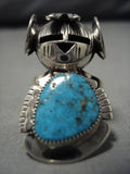 Fabulous Vintage Native American Navajo Nel Morton Important Turquoise Sterling Silver Ring-Nativo Arts
