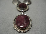 Fabulous Vintage Native American Navajo Purple Spiny Oyster Sterling Silver Leaf Necklace Old-Nativo Arts