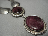 Fabulous Vintage Native American Navajo Purple Spiny Oyster Sterling Silver Leaf Necklace Old-Nativo Arts