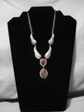 Fabulous Vintage Native American Navajo Purple Spiny Oyster Sterling Silver Leaf Necklace Old-Nativo Arts