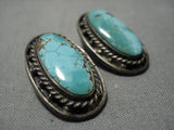 Fabulous Vintage Native American Navajo Royston Turquoise Sterling Silver Earrings Old-Nativo Arts