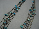 Fabulous Vintage Native American Navajo Sterling Silver Tube Turquoise Necklace Old-Nativo Arts
