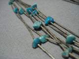 Fabulous Vintage Native American Navajo Sterling Silver Tube Turquoise Necklace Old-Nativo Arts
