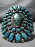 Fabulous Vintage Native American Navajo Turquoise Sterling Silver Green Spiderweb Bracelet-Nativo Arts