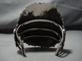 Fabulous Vintage Native American Navajo Turquoise Sterling Silver Green Spiderweb Bracelet-Nativo Arts