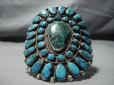 Fabulous Vintage Native American Navajo Turquoise Sterling Silver Green Spiderweb Bracelet-Nativo Arts