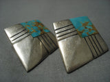 Fabulous Vintage Navajo #8 Turquoise Sterling Native American Jewelry Silver Earrings Old Pawn-Nativo Arts