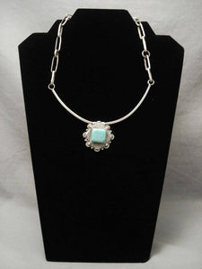 Fabulous Vintage Navajo/ Choctaw #8 Turquoise Native American Jewelry Silver Necklace-Nativo Arts