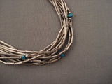 Fabulous Vintage Navajo 'Native American Jewelry Silver Tube Heishi And Turquoise' Necklace Old-Nativo Arts