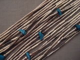 Fabulous Vintage Navajo 'Native American Jewelry Silver Tube Heishi And Turquoise' Necklace Old-Nativo Arts