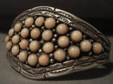 Fabulous Vintage Navajo Pink Shell Native American Jewelry Silver Bracelet Old-Nativo Arts