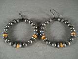 Fabulous Vintage Navajo Spiny Oyster Native American Jewelry Silver Bead Earrings-Nativo Arts