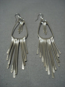Fabulous Vintage Navajo Sterling Native American Jewelry Silver Earrings-Nativo Arts