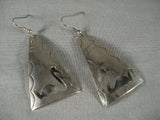 Fabulous Vintage Navajo 'Swan' Native American Jewelry Silver Earrings-Nativo Arts