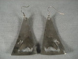 Fabulous Vintage Navajo 'Swan' Native American Jewelry Silver Earrings-Nativo Arts