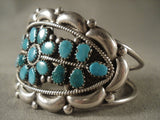 Fabulous Vintage Navajo turquoise Flower Native American Jewelry Silver Bracelet-Nativo Arts