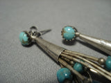 Fabulous Vintage Santo Domingo/ Navajo Turquoise Heishi Native American Jewelry Silver Concho Earrings-Nativo Arts