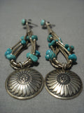 Fabulous Vintage Santo Domingo/ Navajo Turquoise Heishi Native American Jewelry Silver Concho Earrings-Nativo Arts