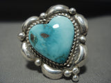 Fabulous Vintage Touchine Family 'Heart Of Turquoise' Native American Jewelry Silver Ring-Nativo Arts