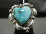 Fabulous Vintage Touchine Family 'Heart Of Turquoise' Native American Jewelry Silver Ring-Nativo Arts