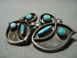 Fabulous Vintage Zuni Needlepoint Turquoise Native American Jewelry Silver Earrings Old-Nativo Arts